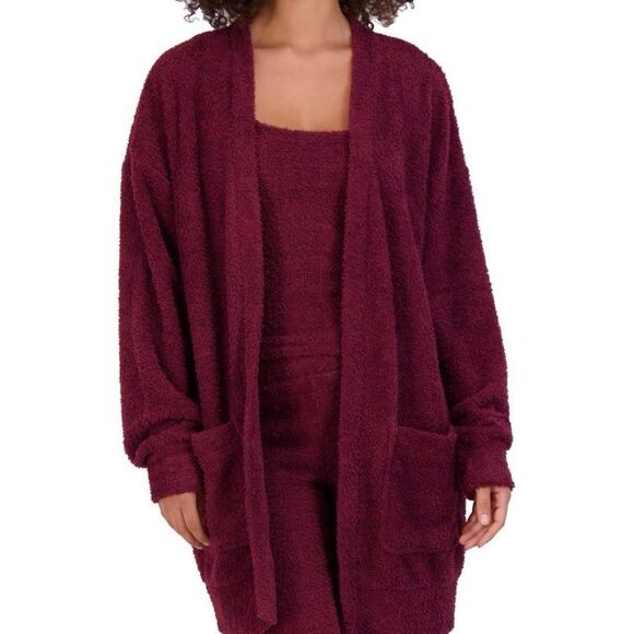 Steve Madden Women's Chenille Cardigan & Scrunchie Set - Zinfandel Size S - Picture 1 of 4